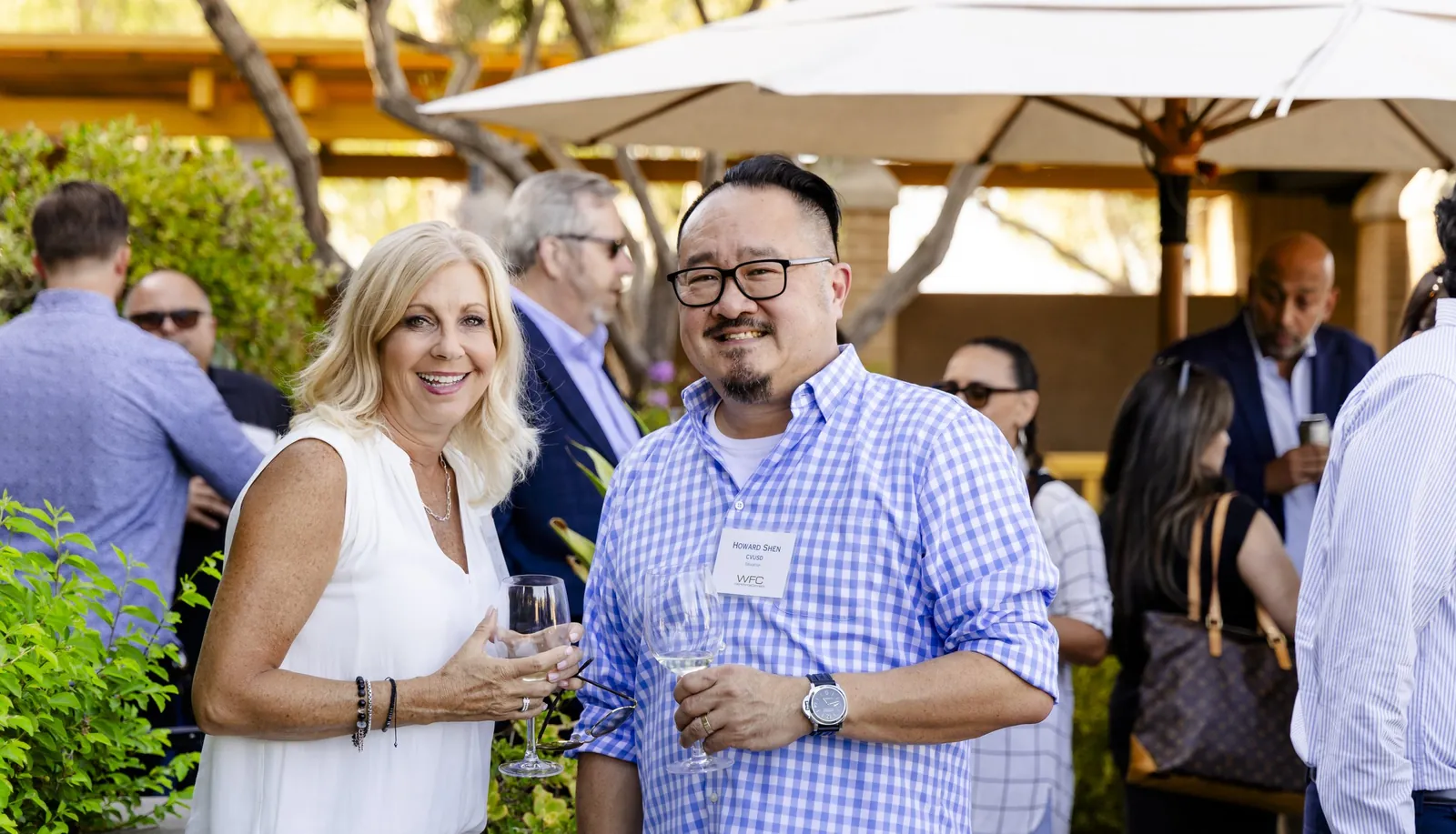 Partners in conversation at an outdoor WorkforceConnect partnership gathering